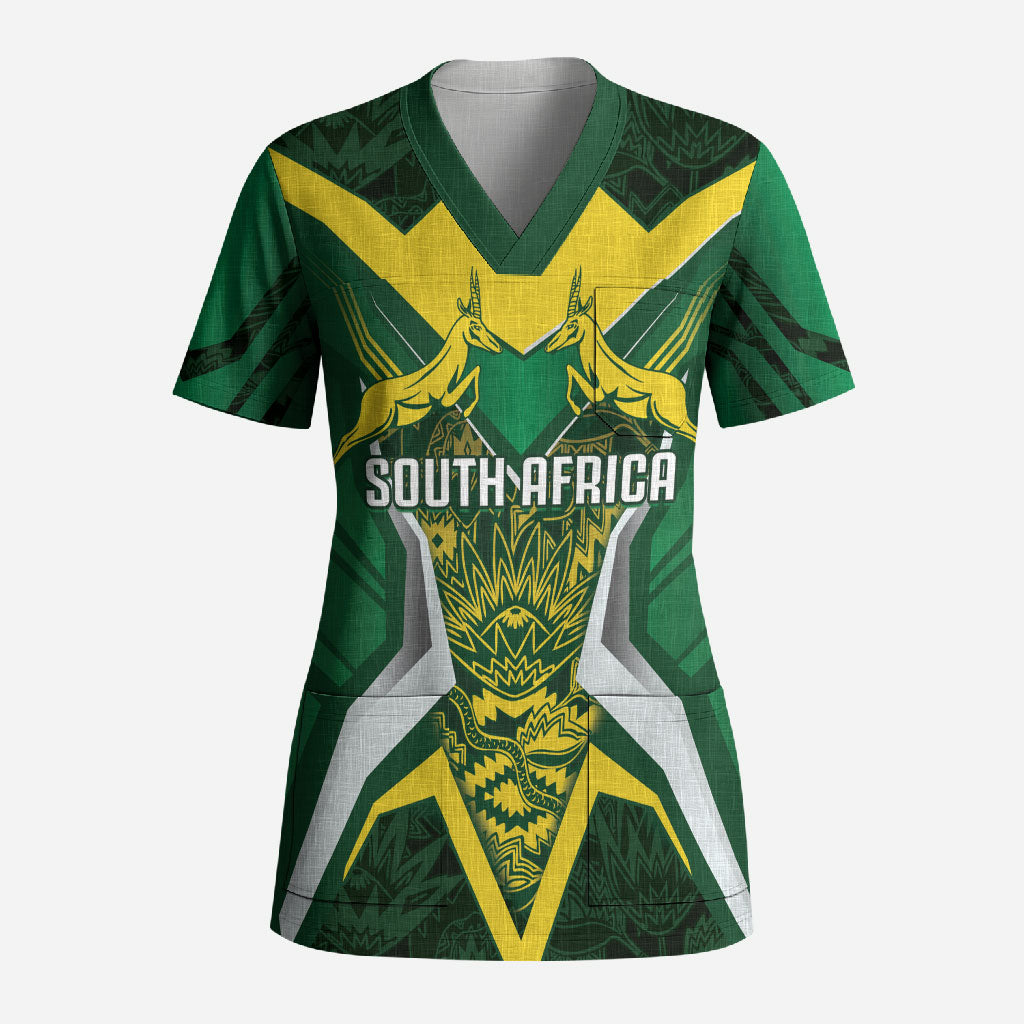 South Africa Springbok Custom Scrub Top Rugby se Grootste Wedywering