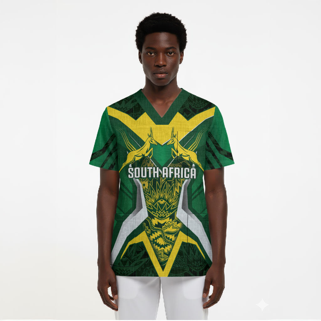 South Africa Springbok Custom Scrub Top Rugby se Grootste Wedywering