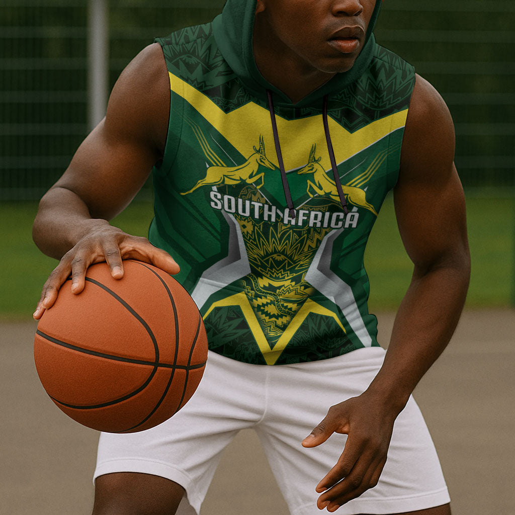 South Africa Springbok Custom Sleeveless Hoodie Rugby se Grootste Wedywering