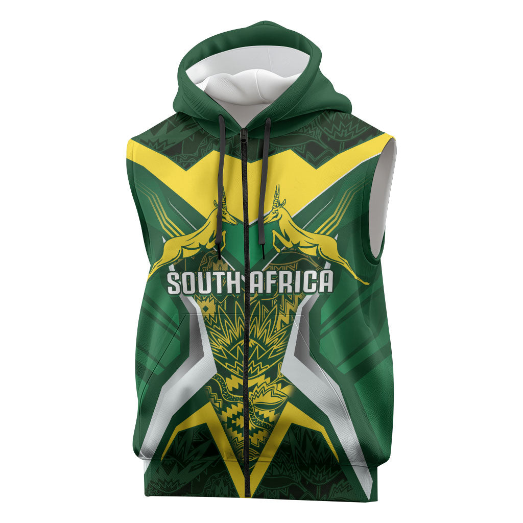 South Africa Springbok Custom Sleeveless Zip Hoodie Rugby se Grootste Wedywering