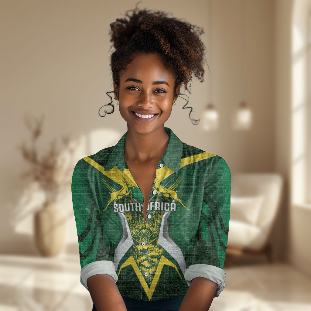 South Africa Springbok Custom Women Casual Shirt Rugby se Grootste Wedywering