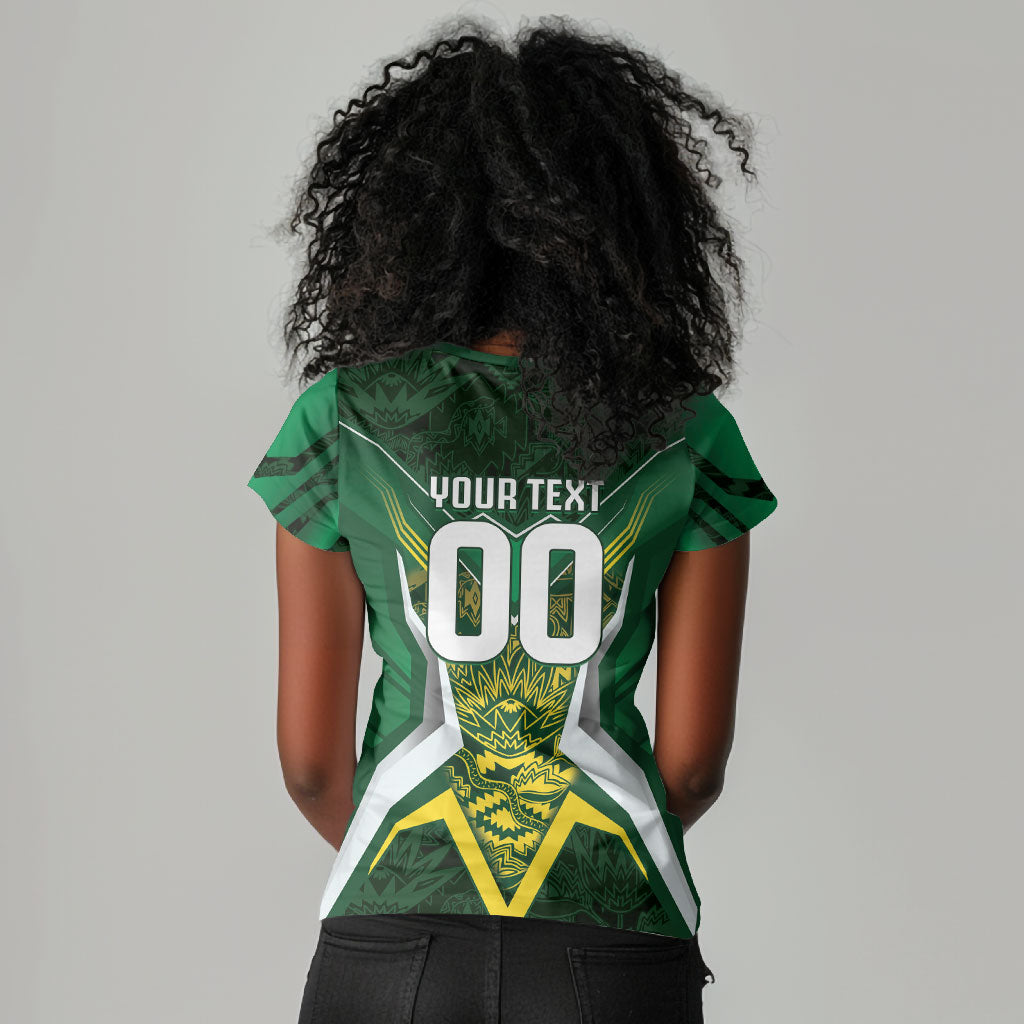 South Africa Springbok Custom Women V-Neck T-Shirt Rugby se Grootste Wedywering