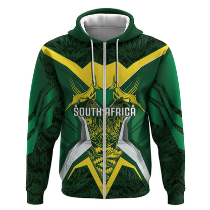 South Africa Springbok Custom Zip Hoodie Rugby se Grootste Wedywering