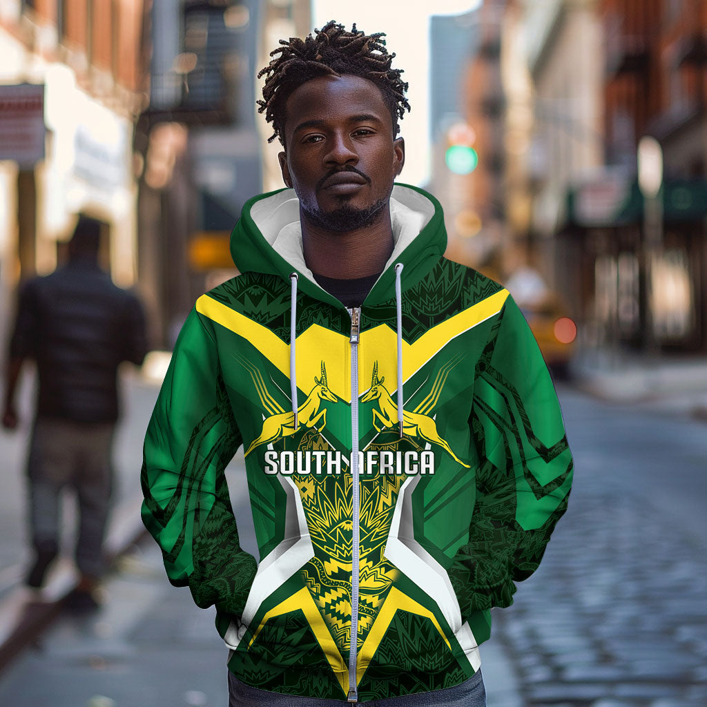 South Africa Springbok Custom Zip Hoodie Rugby se Grootste Wedywering