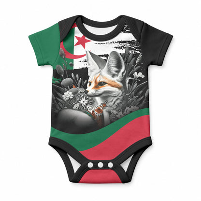 Custom Algeria Baby Onesie Algerian Flag With a Fennec Fox