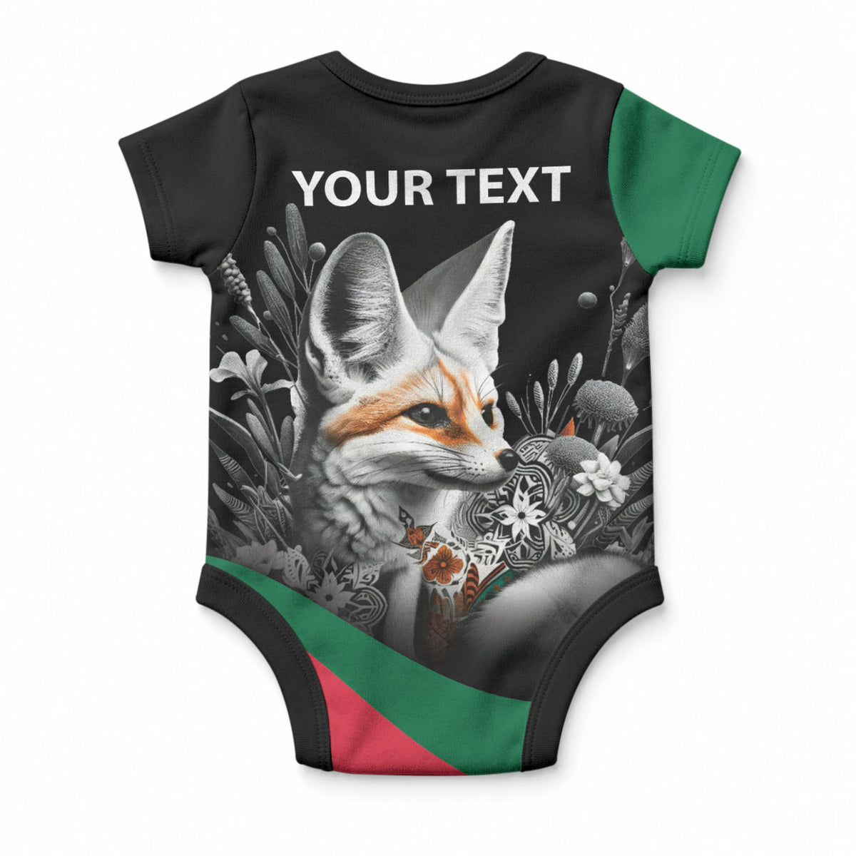 Custom Algeria Baby Onesie Algerian Flag With a Fennec Fox