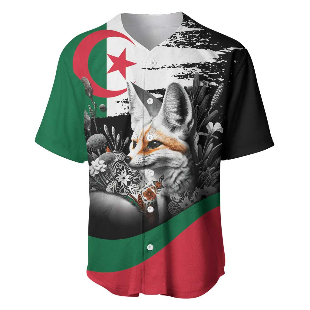 Personalized Algeria Baseball Jersey Algerian Flag With a Fennec Fox LT9