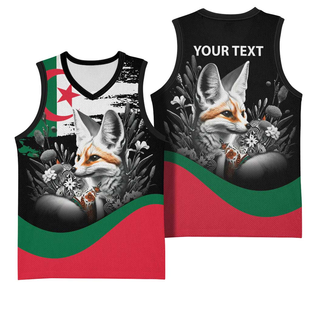Personalized Algeria Basketball Jersey Algerian Flag With a Fennec Fox - African Pride