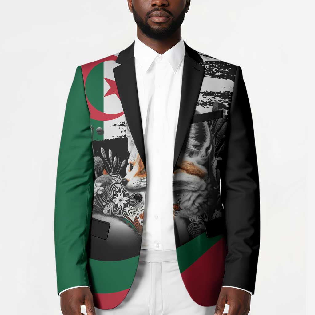 Personalized Algeria Blazer Algerian Flag With a Fennec Fox - African Pride