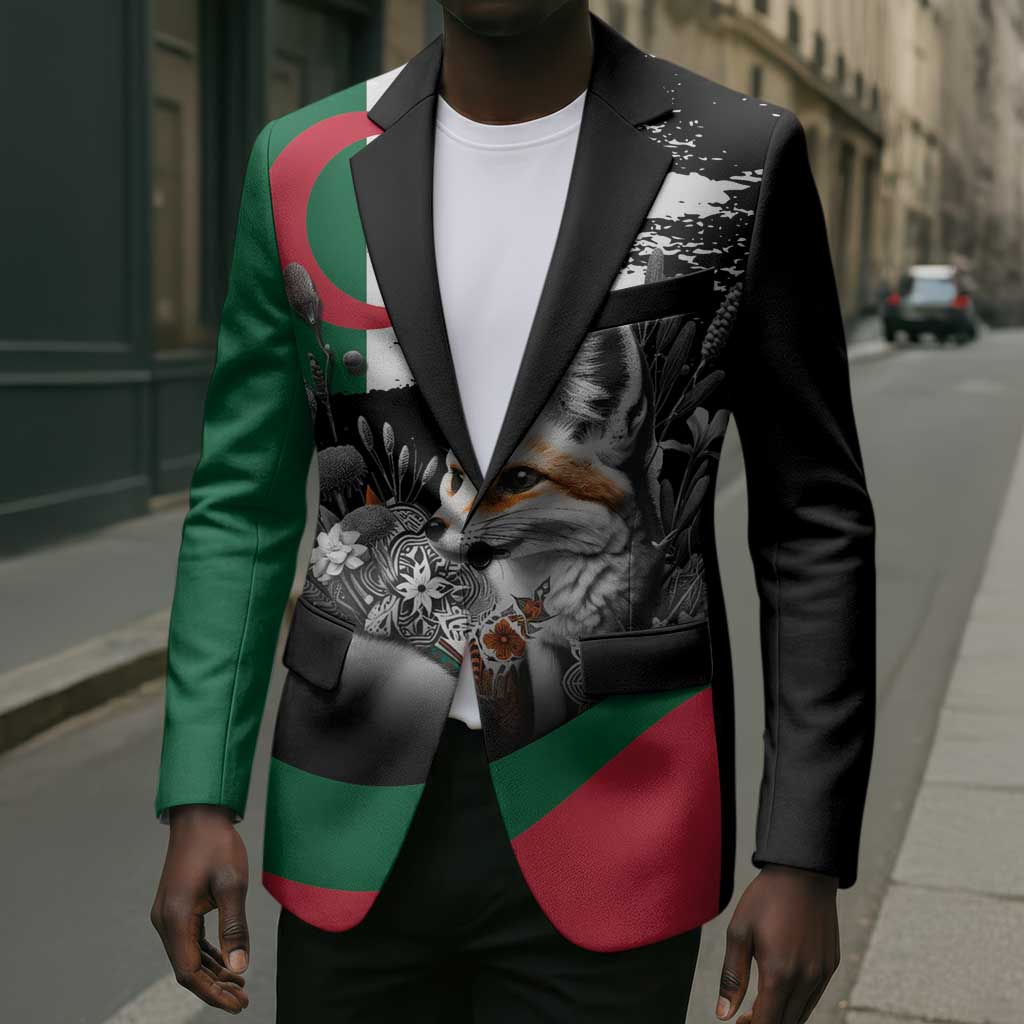 Personalized Algeria Blazer Algerian Flag With a Fennec Fox - African Pride