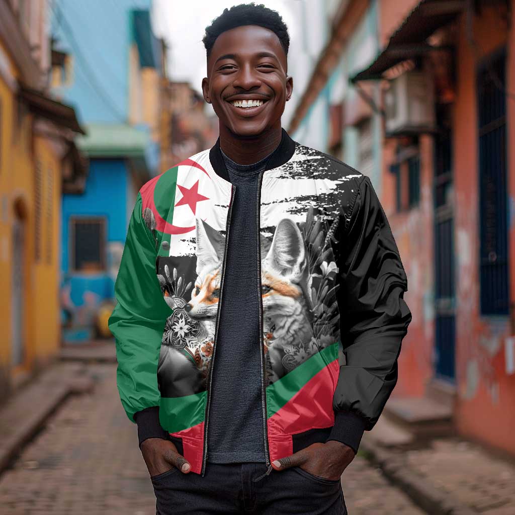 Personalized Algeria Bomber Jacket Algerian Flag With a Fennec Fox - African Pride