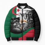 Personalized Algeria Bomber Puffer Jacket Algerian Flag With a Fennec Fox - African Pride