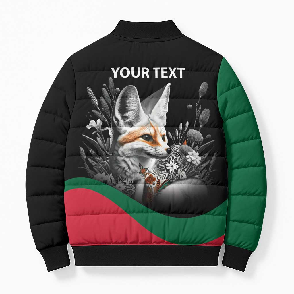 Personalized Algeria Bomber Puffer Jacket Algerian Flag With a Fennec Fox - African Pride