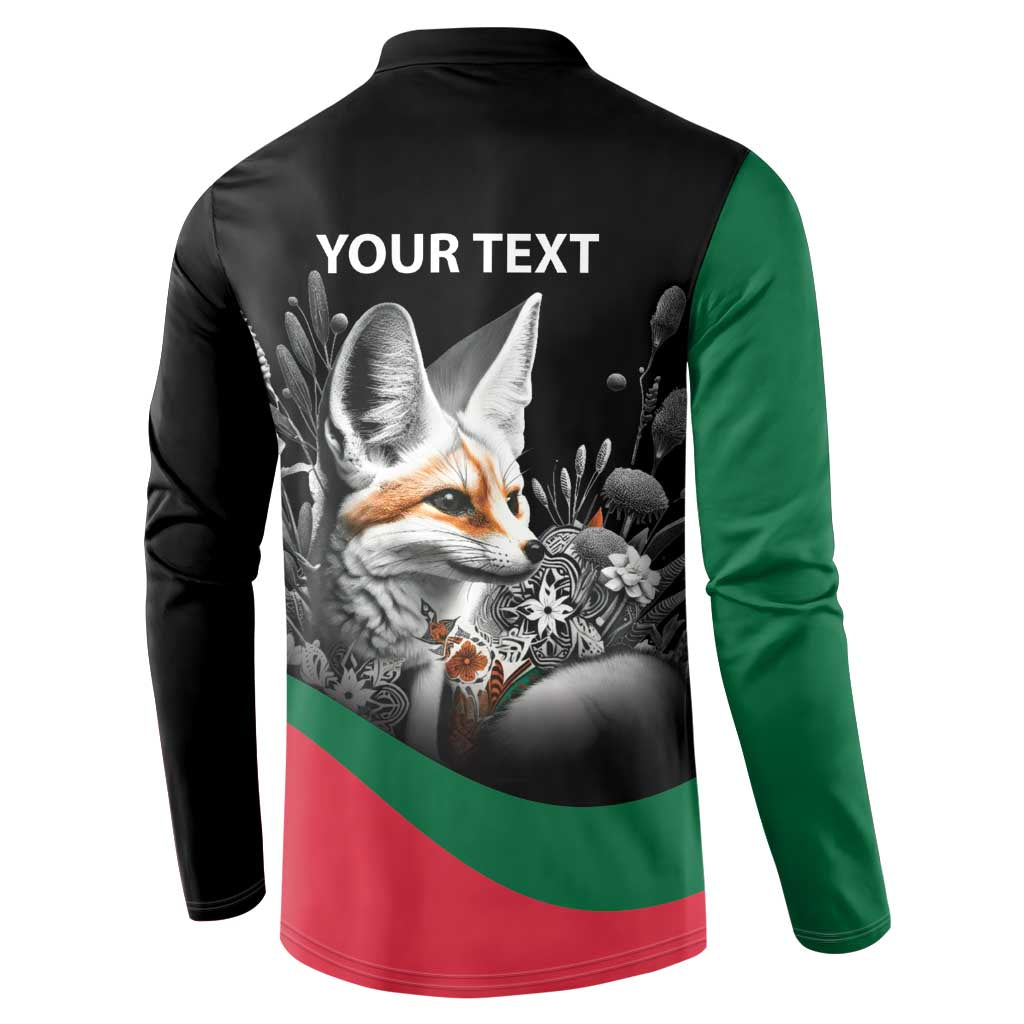 Personalized Algeria Button Sweatshirt Algerian Flag With a Fennec Fox