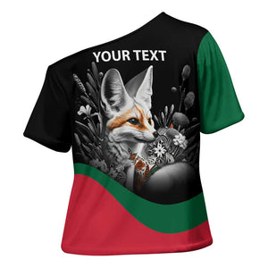 Personalized Algeria Cross Shoulder Shirt Algerian Flag With a Fennec Fox - African Pride