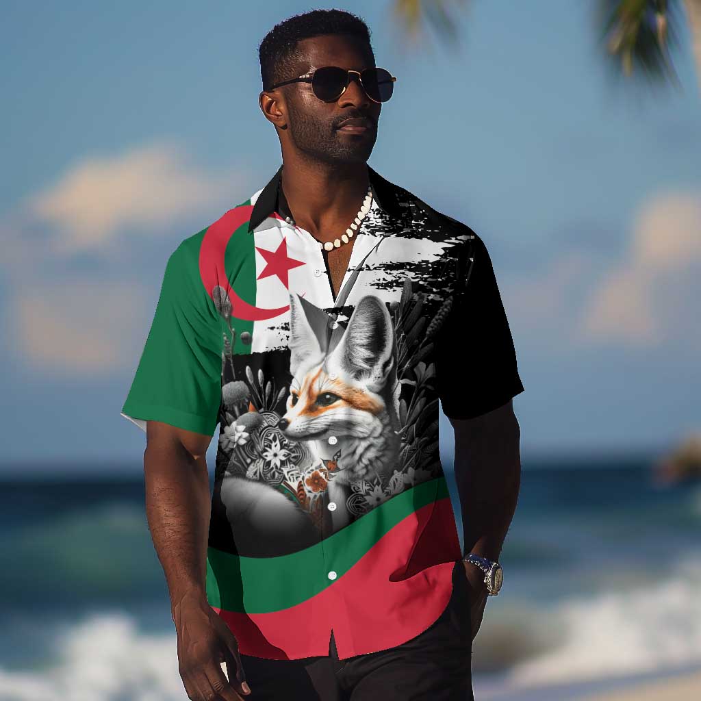 Personalized Algeria Hawaiian Shirt Algerian Flag With a Fennec Fox LT9