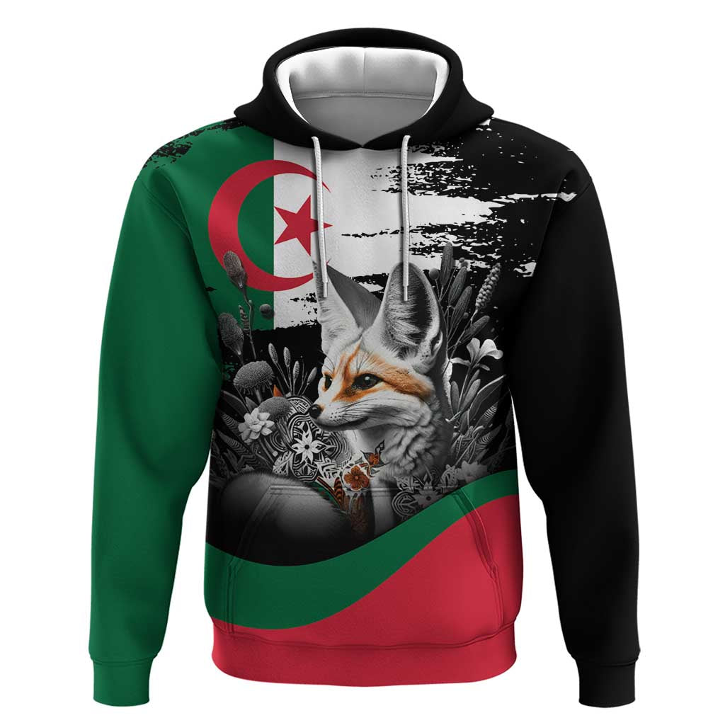 Personalized Algeria Hoodie Algerian Flag With a Fennec Fox - African Pride