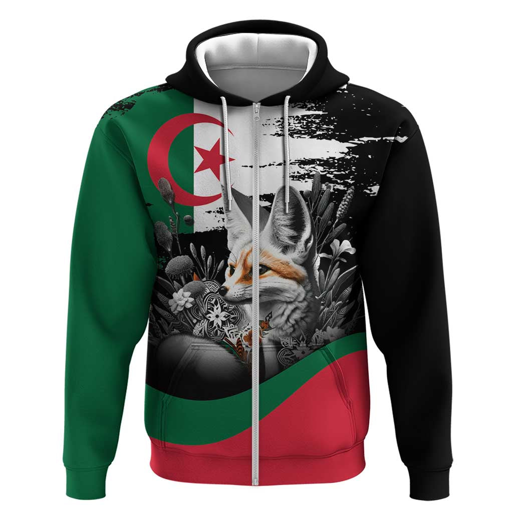 Personalized Algeria Hoodie Algerian Flag With a Fennec Fox - African Pride