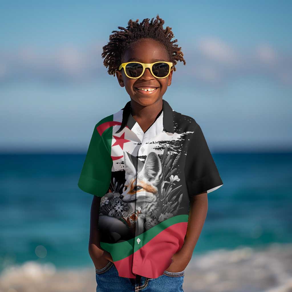 Personalized Algeria Kid Hawaiian Shirt Algerian Flag With a Fennec Fox LT9