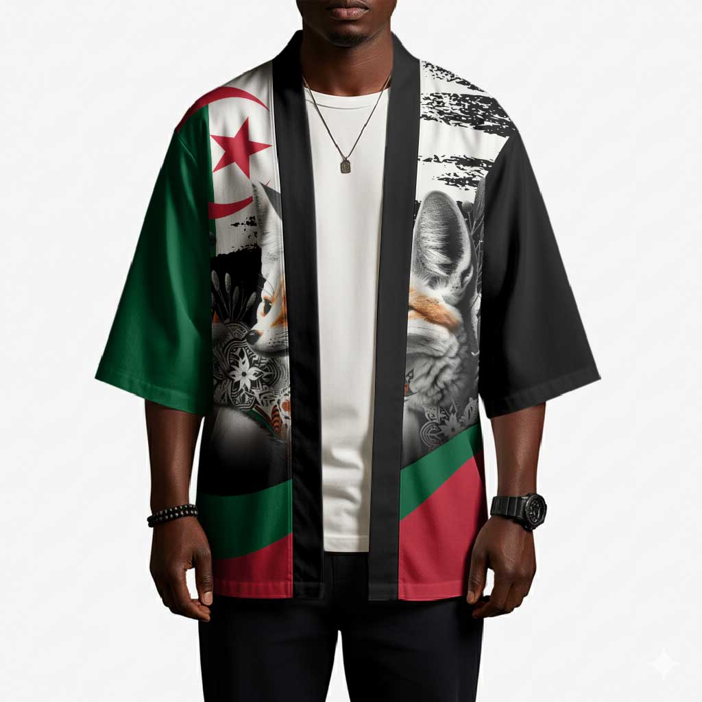 Personalized Algeria Kimono Algerian Flag With a Fennec Fox - African Pride