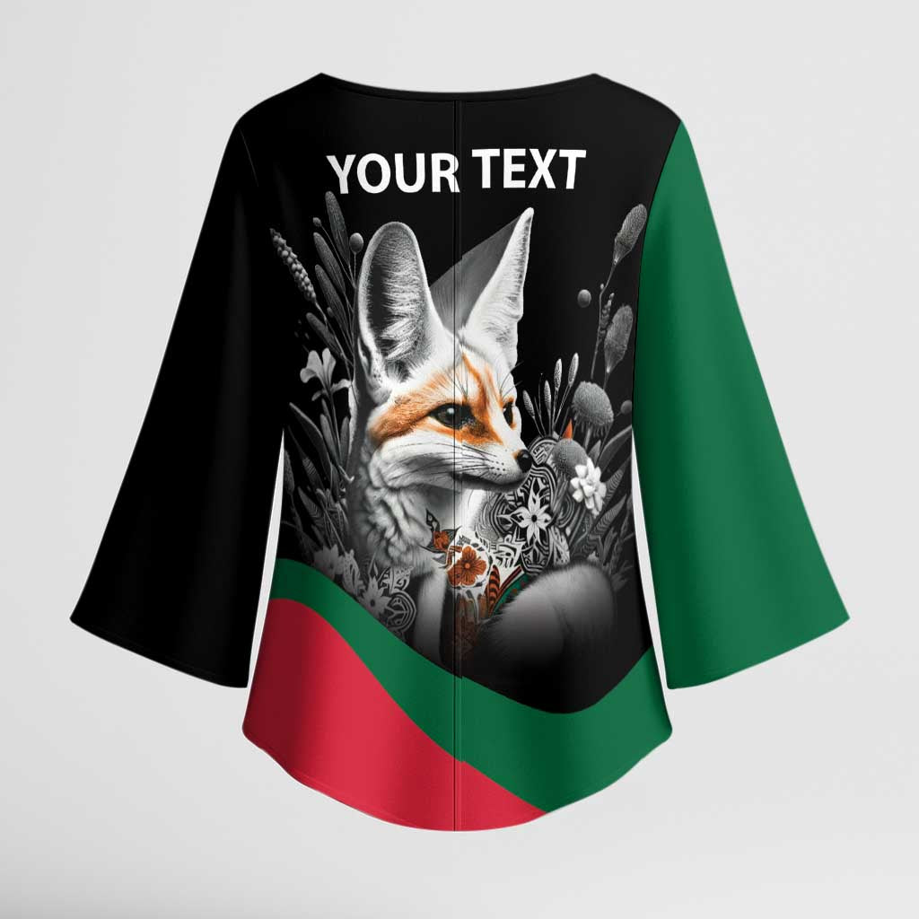 Personalized Algeria Kimono Sleeve Blouse Algerian Flag With a Fennec Fox - African Pride