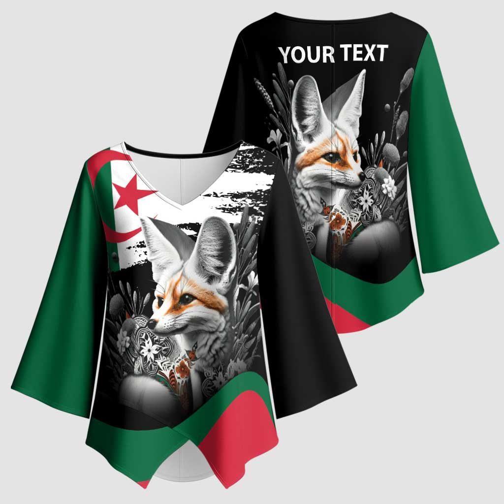 Personalized Algeria Kimono Sleeve Blouse Algerian Flag With a Fennec Fox - African Pride
