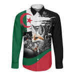Personalized Algeria Long Sleeve Button Shirt Algerian Flag With a Fennec Fox - African Pride