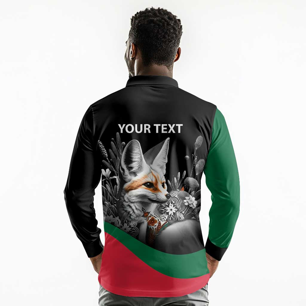 Personalized Algeria Long Sleeve Polo Shirt Algerian Flag With a Fennec Fox - African Pride