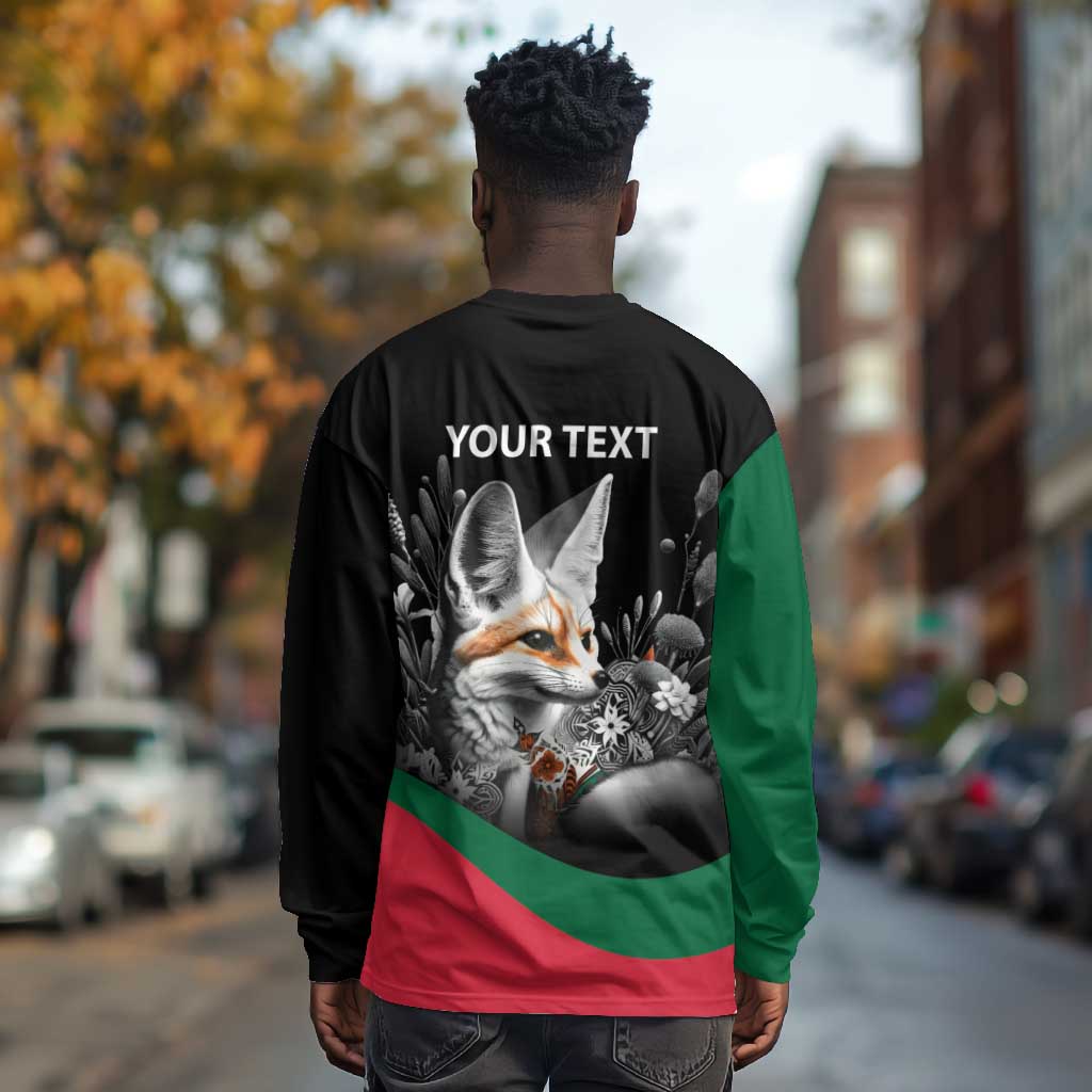 Personalized Algeria Long Sleeve Shirt Algerian Flag With a Fennec Fox - African Pride