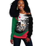 Personalized Algeria Off Shoulder Sweater Algerian Flag With a Fennec Fox - African Pride