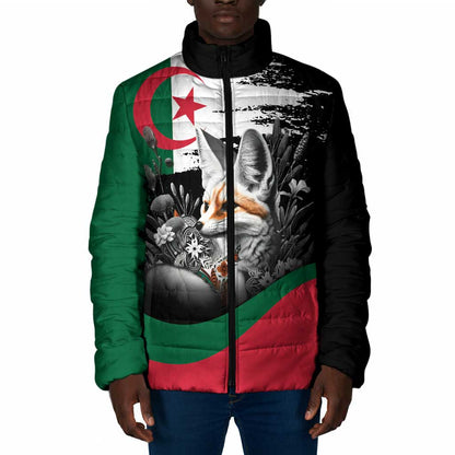 Personalized Algeria Padded Jacket Algerian Flag With a Fennec Fox - African Pride