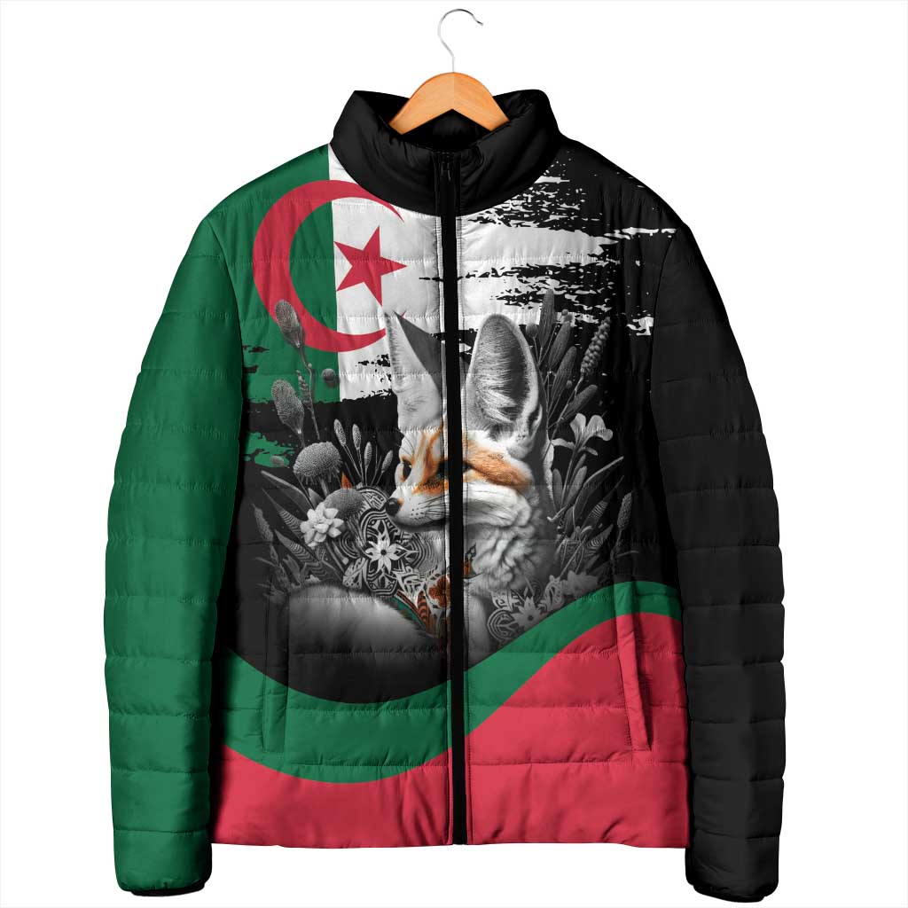 Personalized Algeria Padded Jacket Algerian Flag With a Fennec Fox - African Pride
