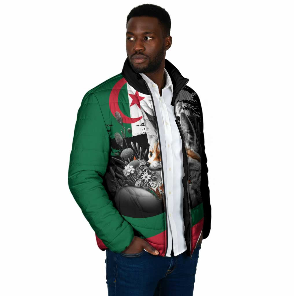 Personalized Algeria Padded Jacket Algerian Flag With a Fennec Fox - African Pride