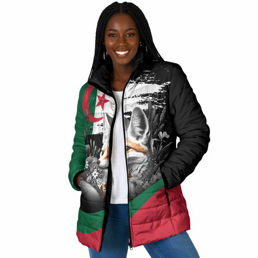 Personalized Algeria Padded Jacket Algerian Flag With a Fennec Fox - African Pride