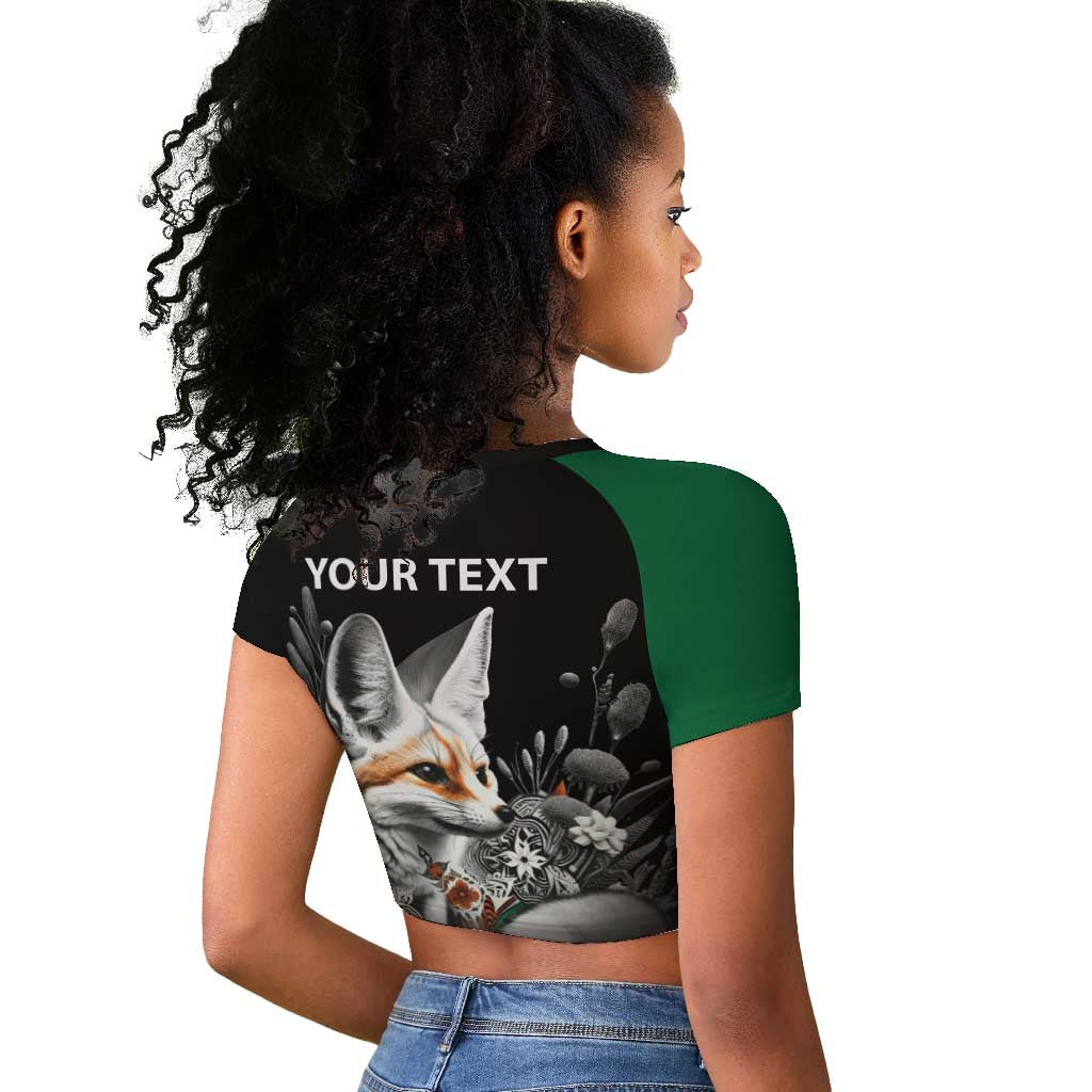 Personalized Algeria Raglan Cropped T shirt Algerian Flag With a Fennec Fox LT9
