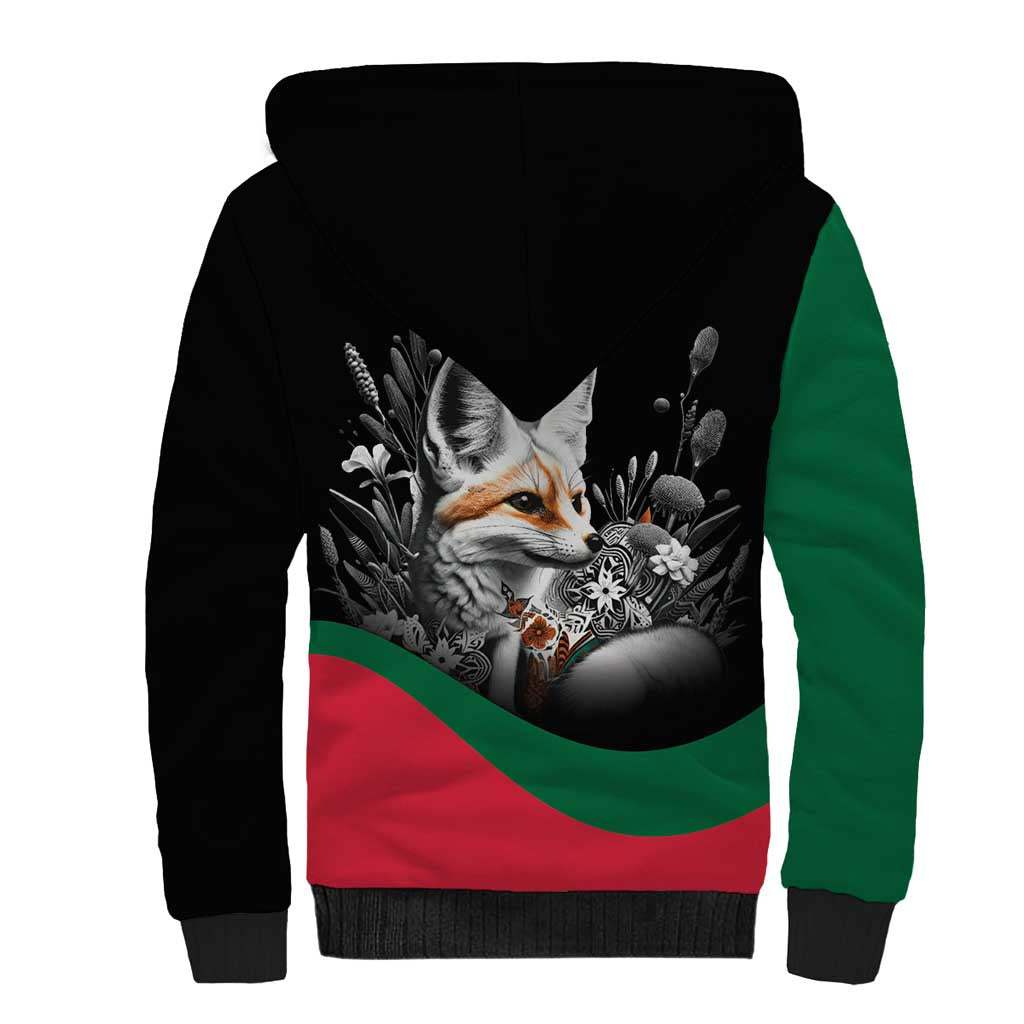 Personalized Algeria Sherpa Hoodie Algerian Flag With a Fennec Fox - African Pride