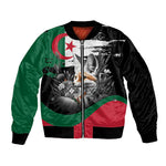 Personalized Algeria Sleeve Zip Bomber Jacket Algerian Flag With a Fennec Fox - African Pride