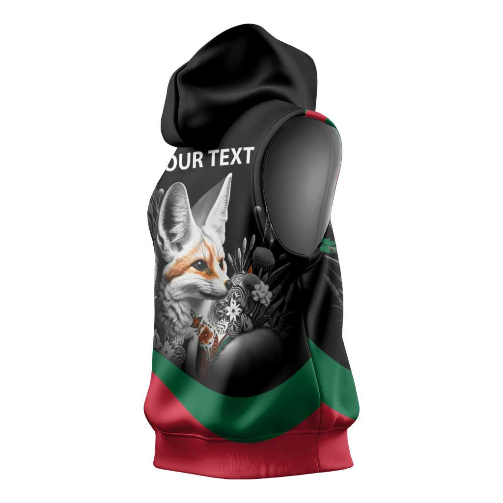 Personalized Algeria Sleeveless Hoodie Algerian Flag With a Fennec Fox - African Pride