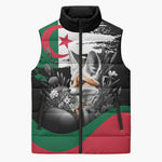 Personalized Algeria Sleeveless Puffer Jacket Algerian Flag With a Fennec Fox - African Pride