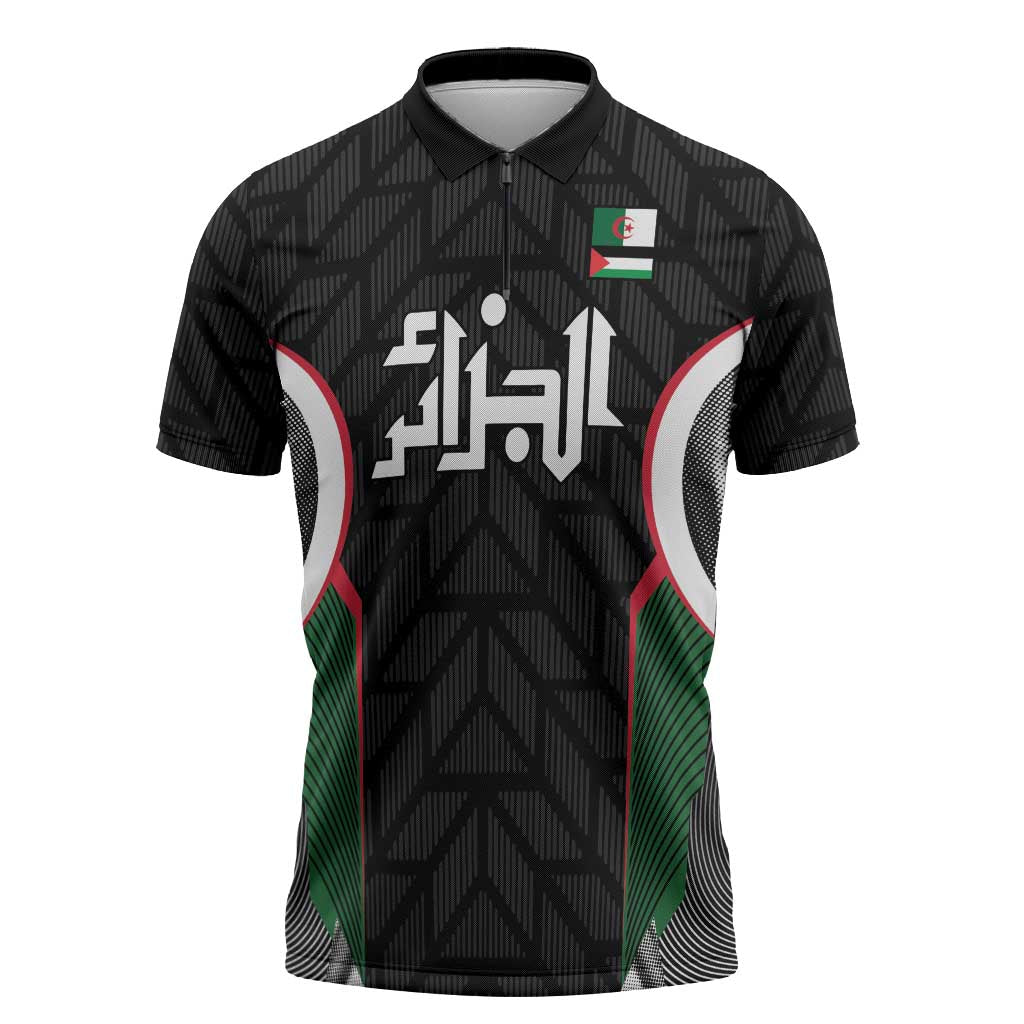 Custom Football Algeria Palestine Zipper Polo Shirt Special Edition 2023-2024 - African Pride