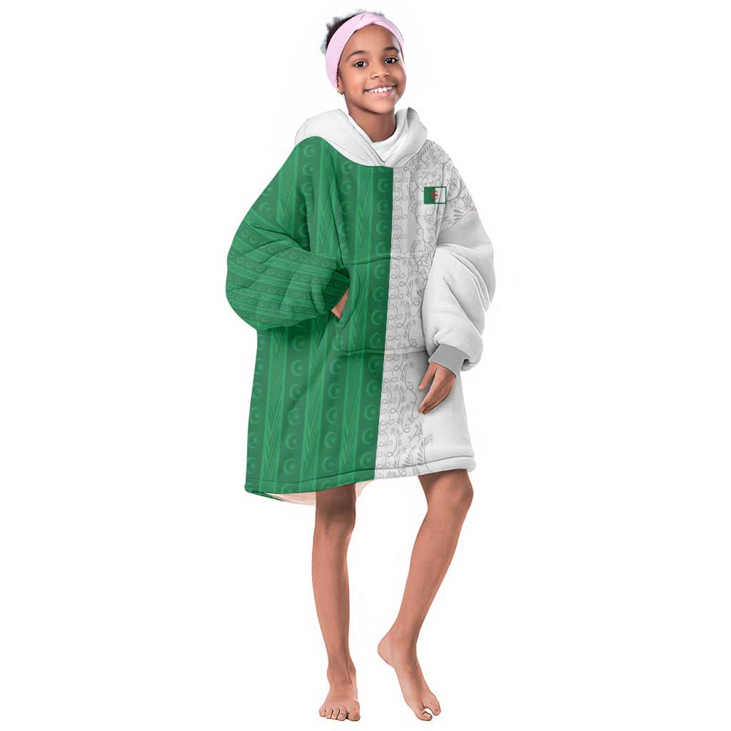 World Football 2026 Algeria Custom Kid Wearable Blanket Hoodie Algeria Culture Heritage - African Pride