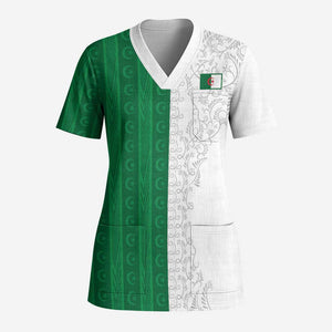 World Football 2026 Algeria Custom Scrub Top Algeria Culture Heritage - African Pride