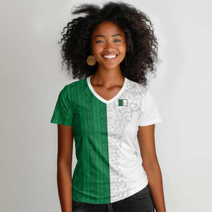 World Football 2026 Algeria Custom Women V-Neck T-Shirt Algeria Culture Heritage LT9