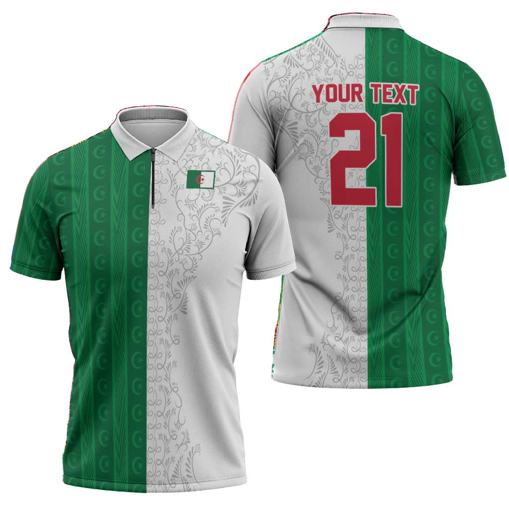 World Football 2026 Algeria Custom Zipper Polo Shirt Algeria Culture Heritage - African Pride