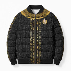 World Football 2026 Egypt Custom Bomber Puffer Jacket Ancient Egyptian Hieroglyphs - African Pride
