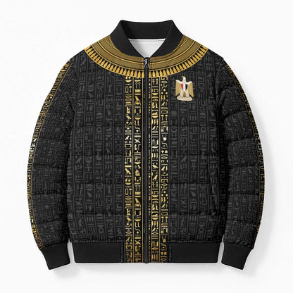 World Football 2026 Egypt Custom Bomber Puffer Jacket Ancient Egyptian Hieroglyphs - African Pride