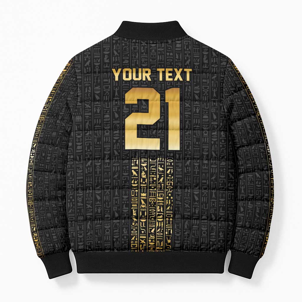 World Football 2026 Egypt Custom Bomber Puffer Jacket Ancient Egyptian Hieroglyphs - African Pride