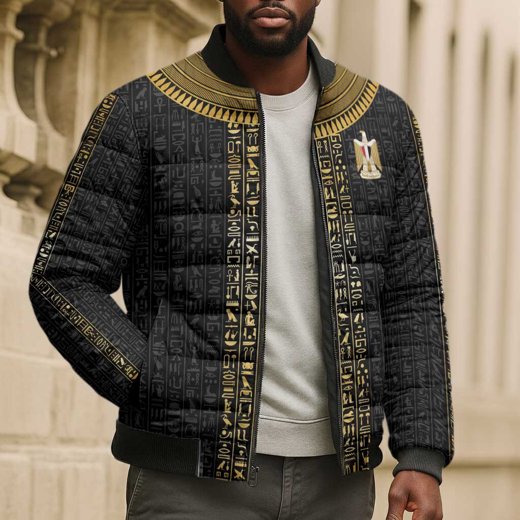 World Football 2026 Egypt Custom Bomber Puffer Jacket Ancient Egyptian Hieroglyphs - African Pride