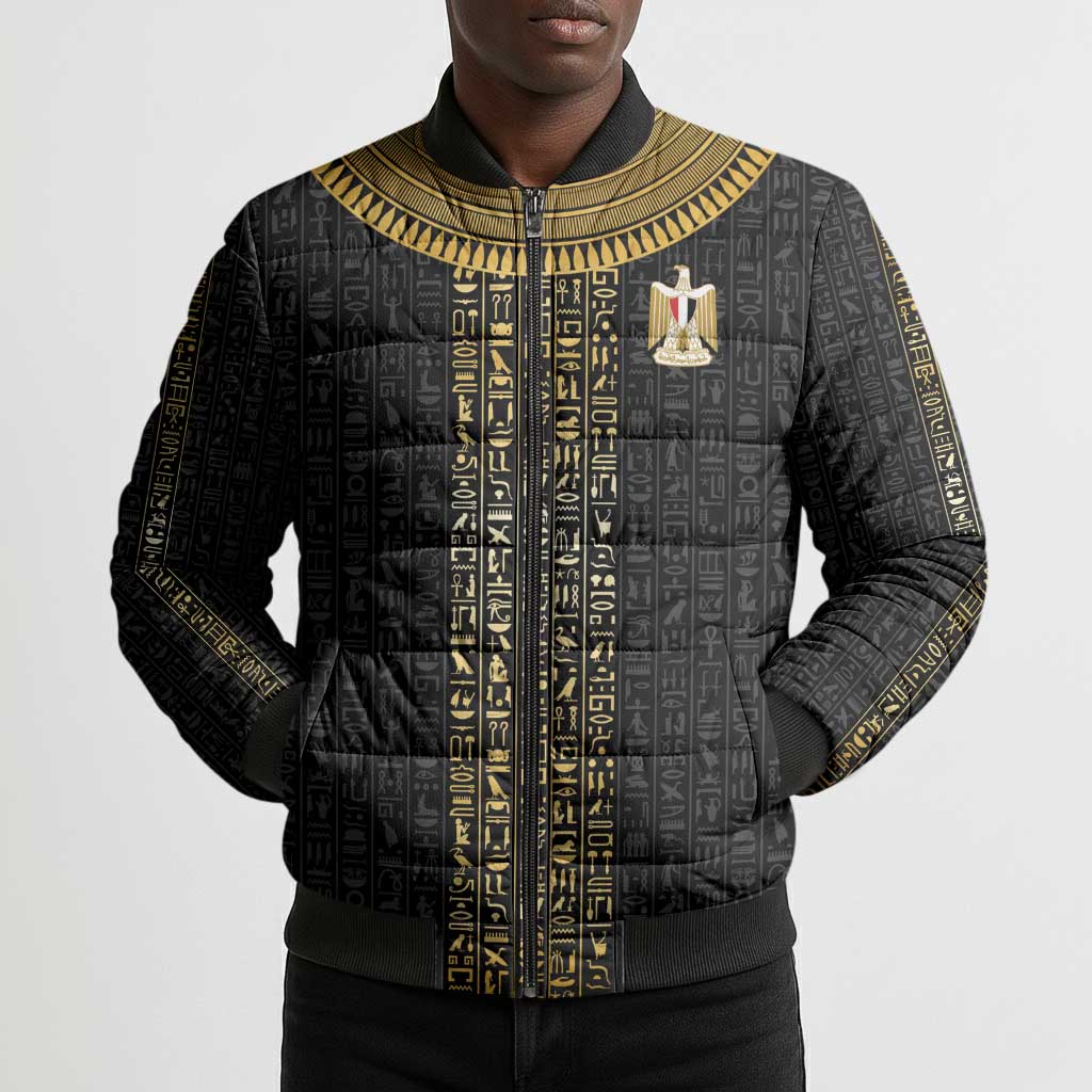 World Football 2026 Egypt Custom Bomber Puffer Jacket Ancient Egyptian Hieroglyphs - African Pride