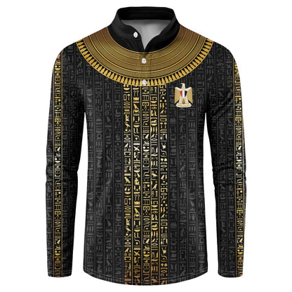 World Football 2026 Egypt Custom Button Sweatshirt Ancient Egyptian Hieroglyphs